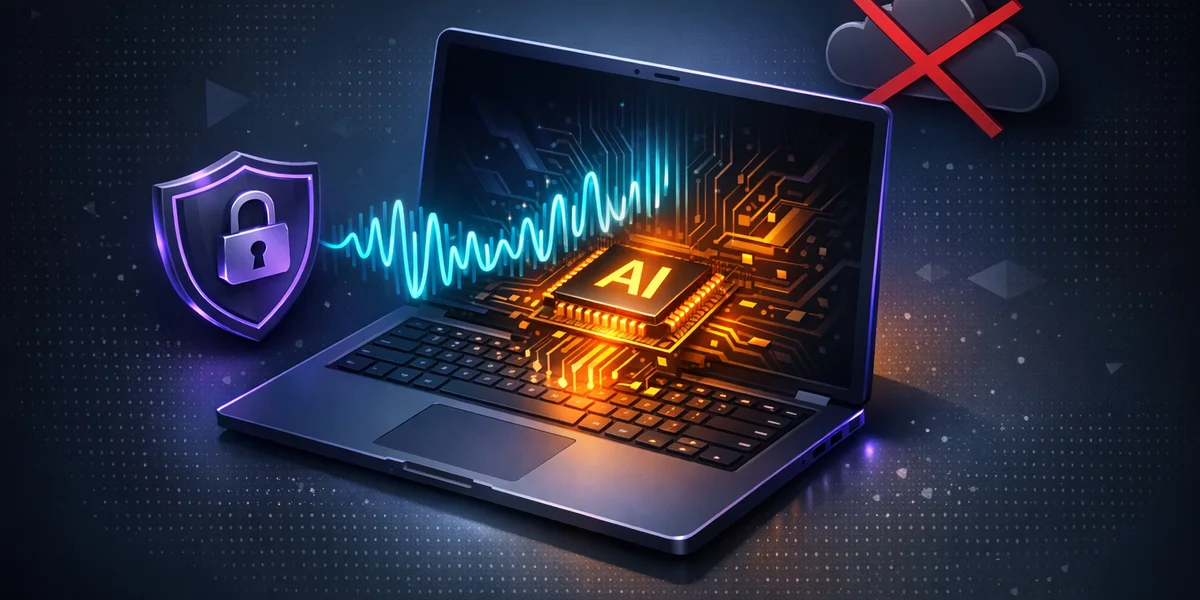 Dettatura vocale IA sul dispositivo — elaborazione locale vs cloud con scudo privacy