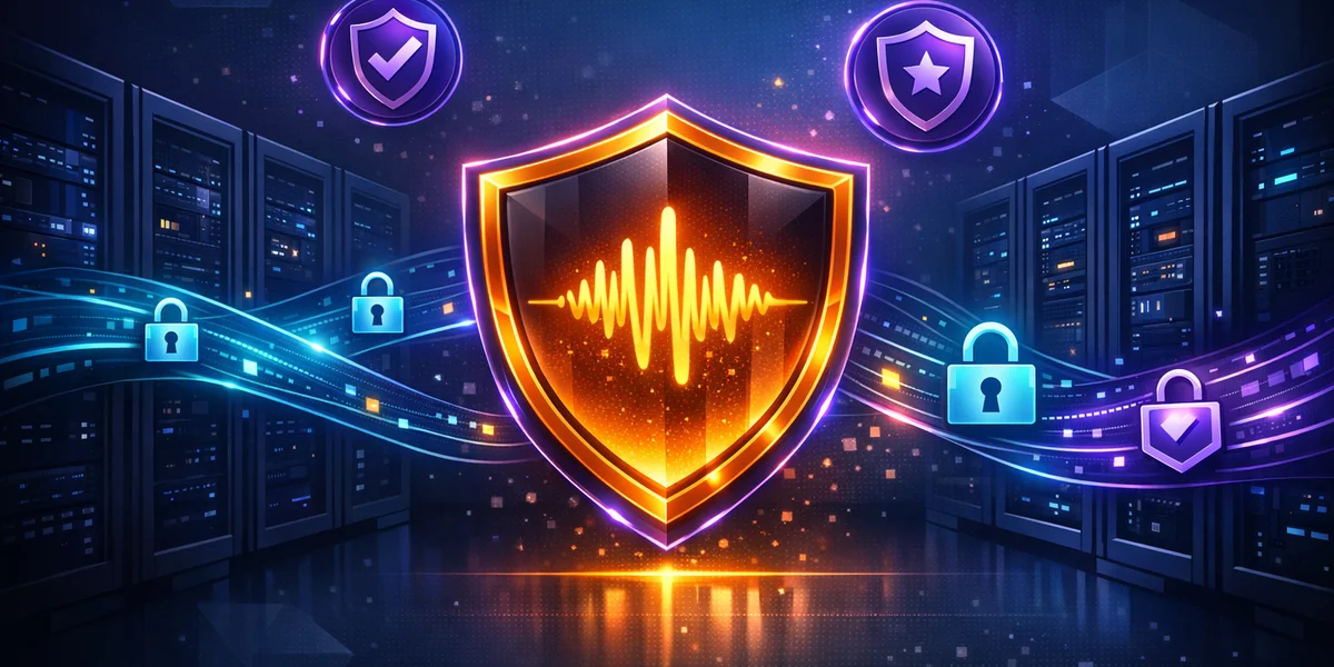 Enterprise voice dictation security — encryption and compliance shield protecting data