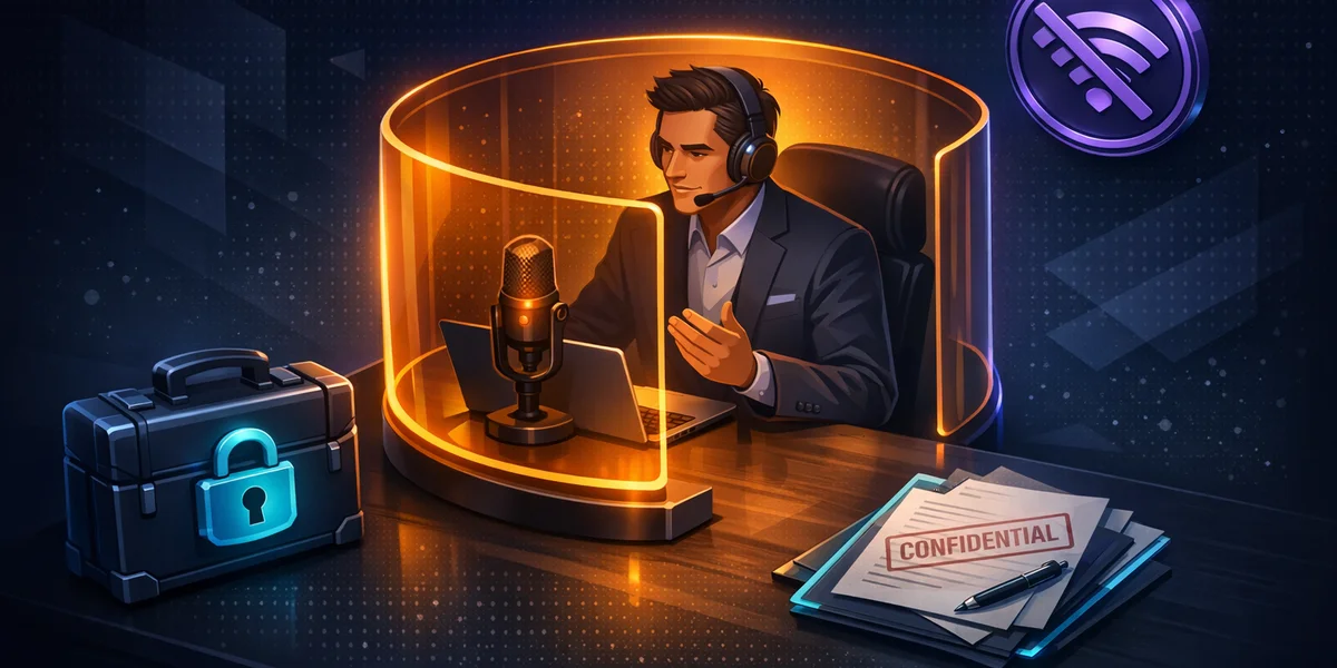 Consultor usando ditado por voz offline — dados do cliente ficam no dispositivo, não na nuvem