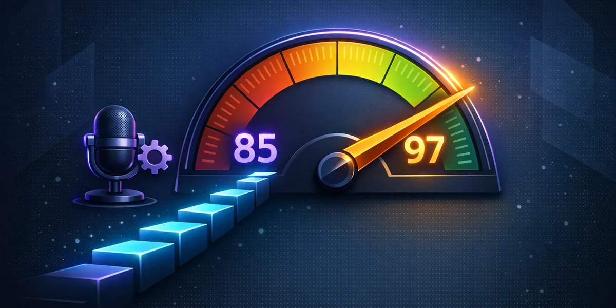 Treino de precisão ditado por voz — melhorar de 85% a 97% com etapas de treino