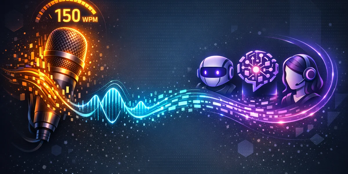 Voice-first AI workflow — dictate prompts to ChatGPT and Claude at 150 WPM