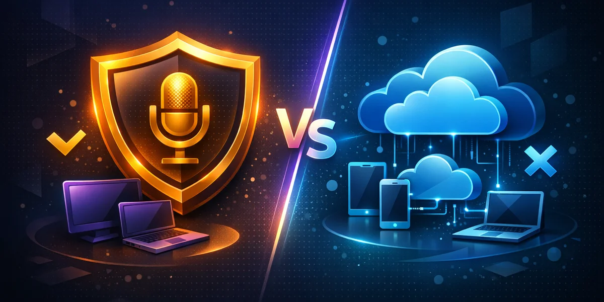 Comparatif logiciels de dictée vocale 2026 — outils offline vs services cloud côte à côte