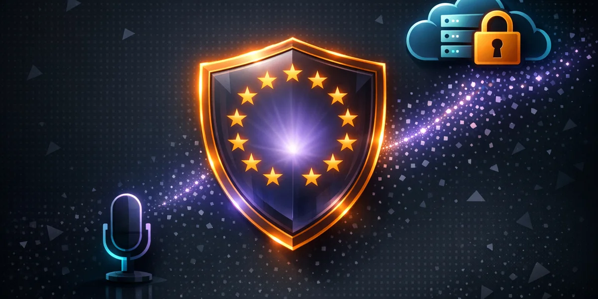 Conformità GDPR dettatura vocale — scudo UE, privacy vs server cloud, alternativa offline