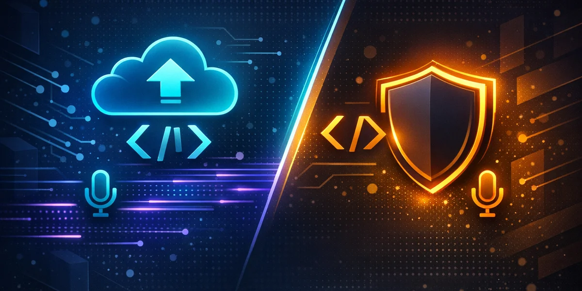 Oravo cloud voice dictation vs Weesper offline dictation compared side by side for developers