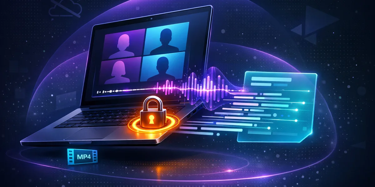 Trascrivere registrazione Zoom o Teams offline su Mac — video della riunione, trascrizione privata