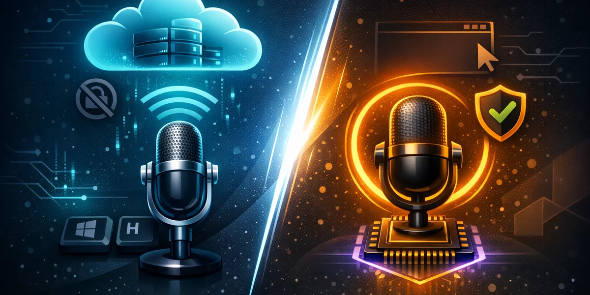 Spracheingabe vs Voice Access Windows 11 — Cloud-Diktat vs Offline-Spracherkennung