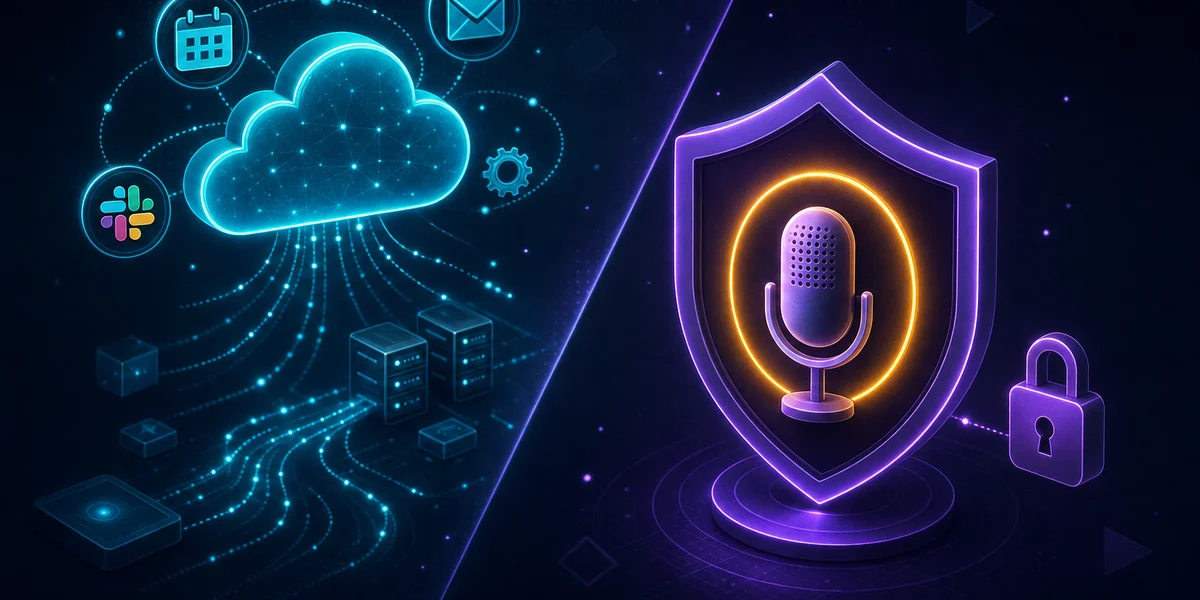 Test VoiceOS — dictée agentique cloud face à la dictée vocale offline privée comparées côte à côte